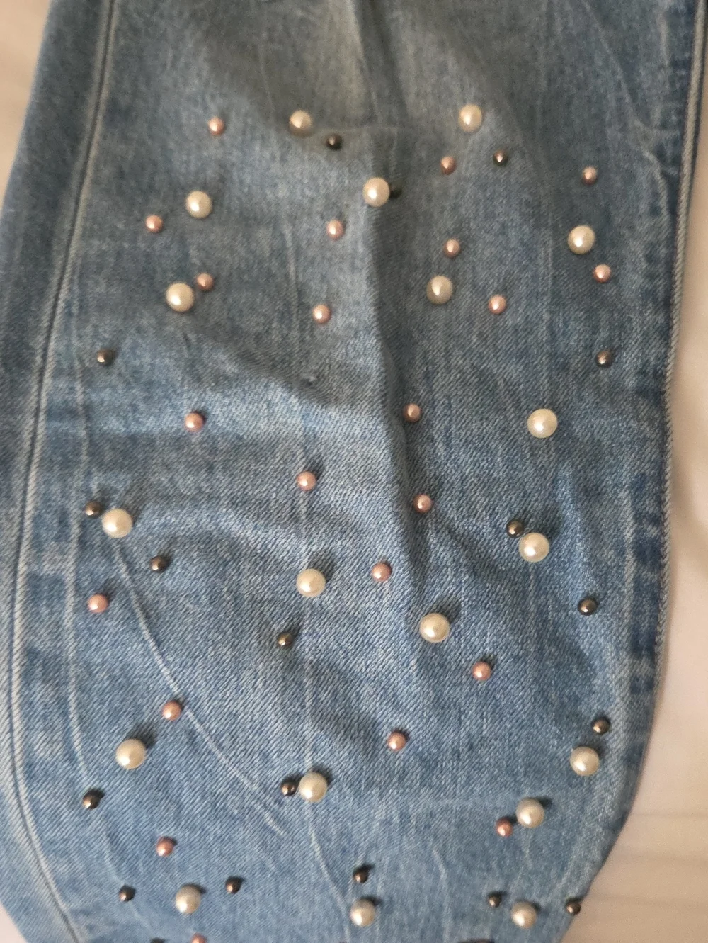 Pistola Women’s Light Blue Distressed Pearl-Embellished Jeans